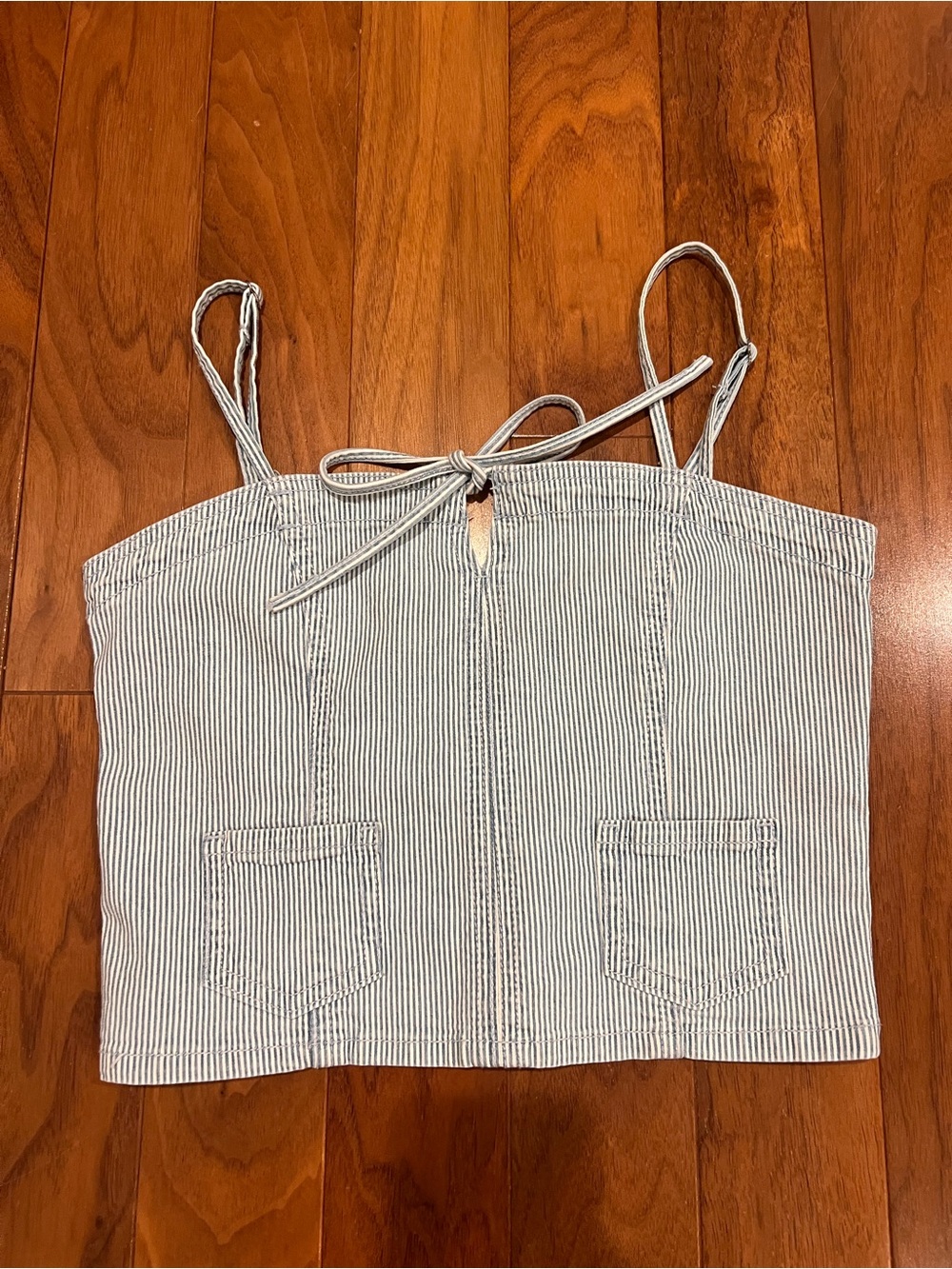 American Eagle Blue & White Striped Crop Top size XS